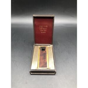 Vintage Rare Pattern Nesor Soft-Touch Ultra-Thin Quartz Lighter In Original Box